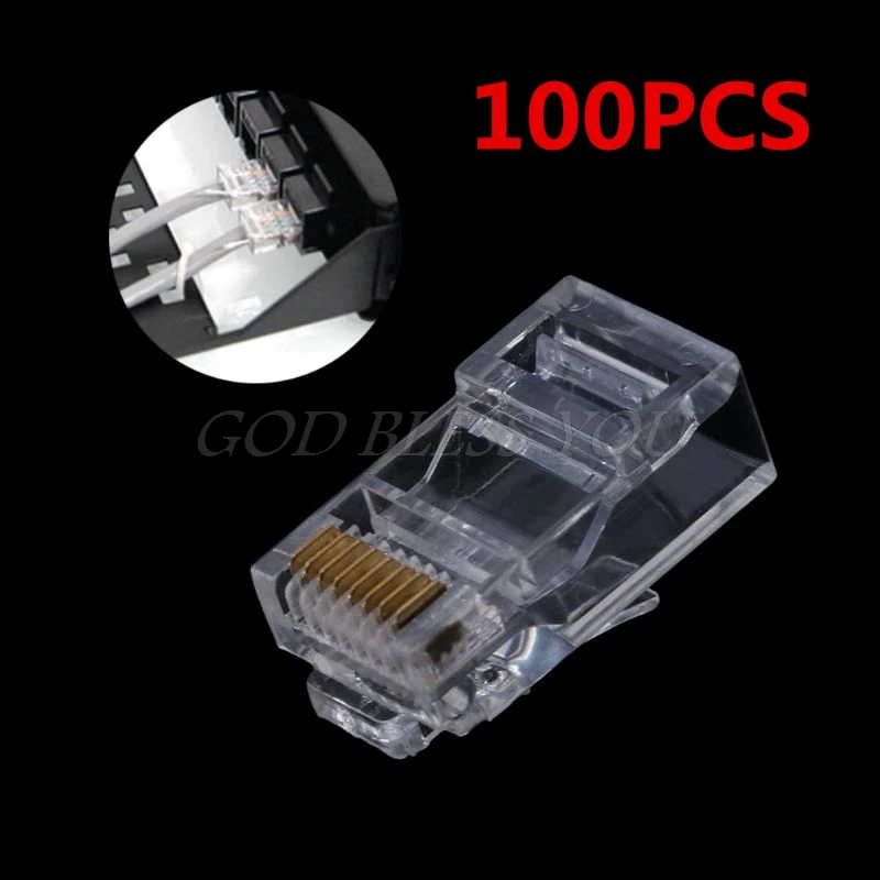 Позолоченные сетевой кабели RJ45 100 шт. модульная вилка Cat5 CAT5e разъем 8P8C utp