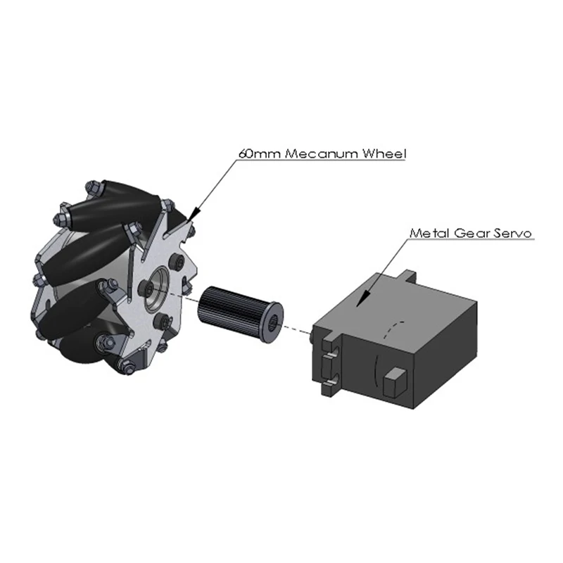 Правые алюминиевые колесики Mecanum 60 мм совместимы с Arduino Robot Project LE G O NXT и