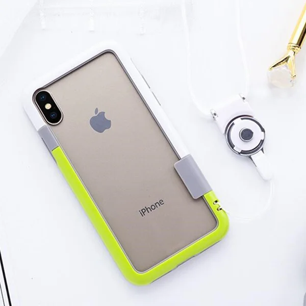 Hotr для iphone X бампер чехол гибкий, мягкий, полиуретановый бампер чехол для Apple X резиновая рама Fundas Handcord ударопрочный чехол - Цвет: white green