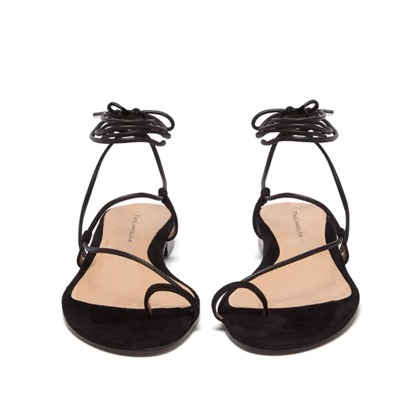 Женские замшевые туфли на плоской подошве Fuax черные брендовые с перекрестной