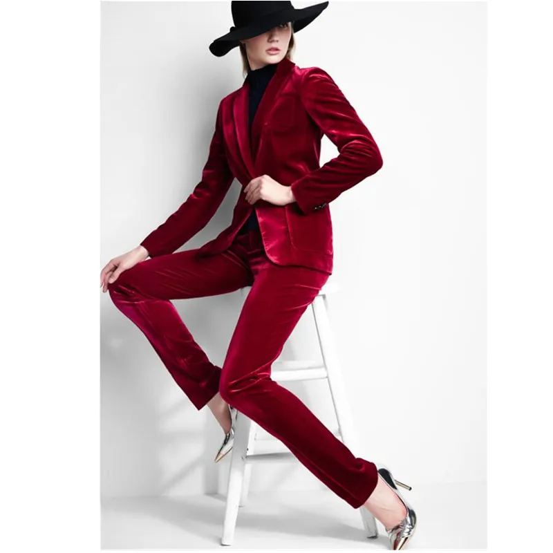 Women suit dress Velvet Ladies Business Office Tuxedos Formal Work Wear New Fashion Suits Jacket+Pants | Женская одежда