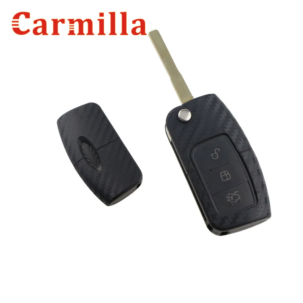Carmilla автомобильные наклейки для ключей из углеродного волокна Ford Fiesta 2 3 Focus 2009 2012