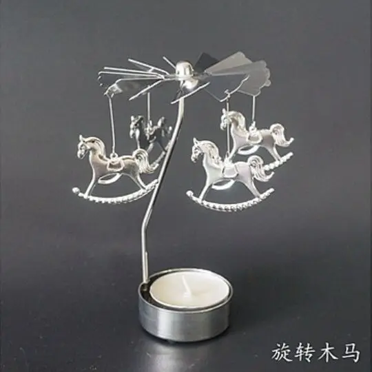 Playground carousel Металлический подсвечник, вращающийся, Романтический, вращающийся, вращающийся, карусель, чайный светильник, подсвечник, Рождественский олень, светильник, домашний, вечерние, Декор - Цвет: Playground carousel