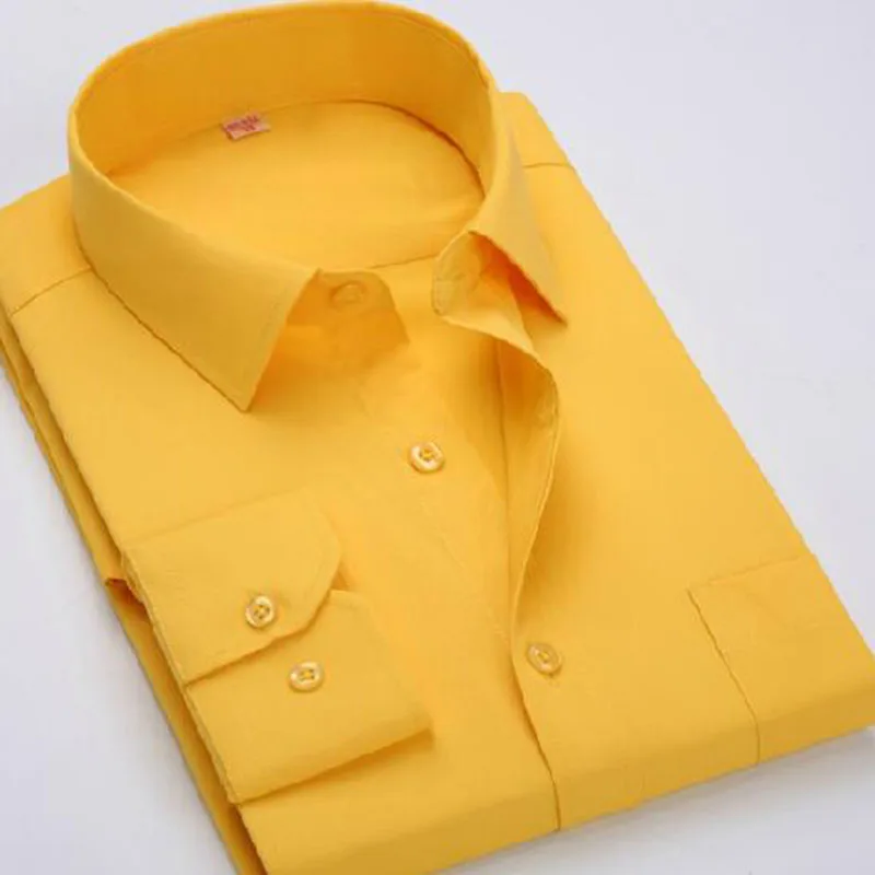 Мужская рубашка с длинным рукавом и отложным воротником одноцветная Camisa