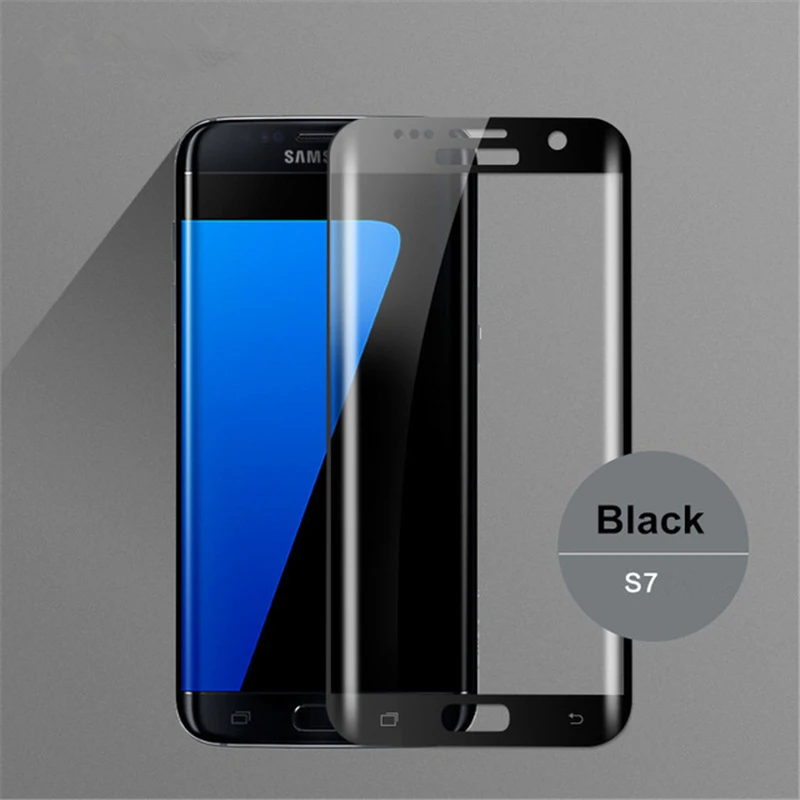 Wolfsay 5D полное клеевое закаленное стекло для samsung Galaxy S7 стекло полное покрытие протектор экрана для samsung Galaxy S7 пленка G930F 5,1 - Цвет: Black