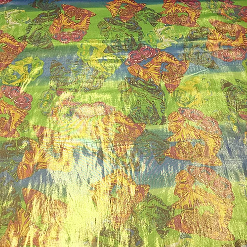 Floral print silk and silver line blended fabric thin 8momme 135cm width SFF107 | Дом и сад