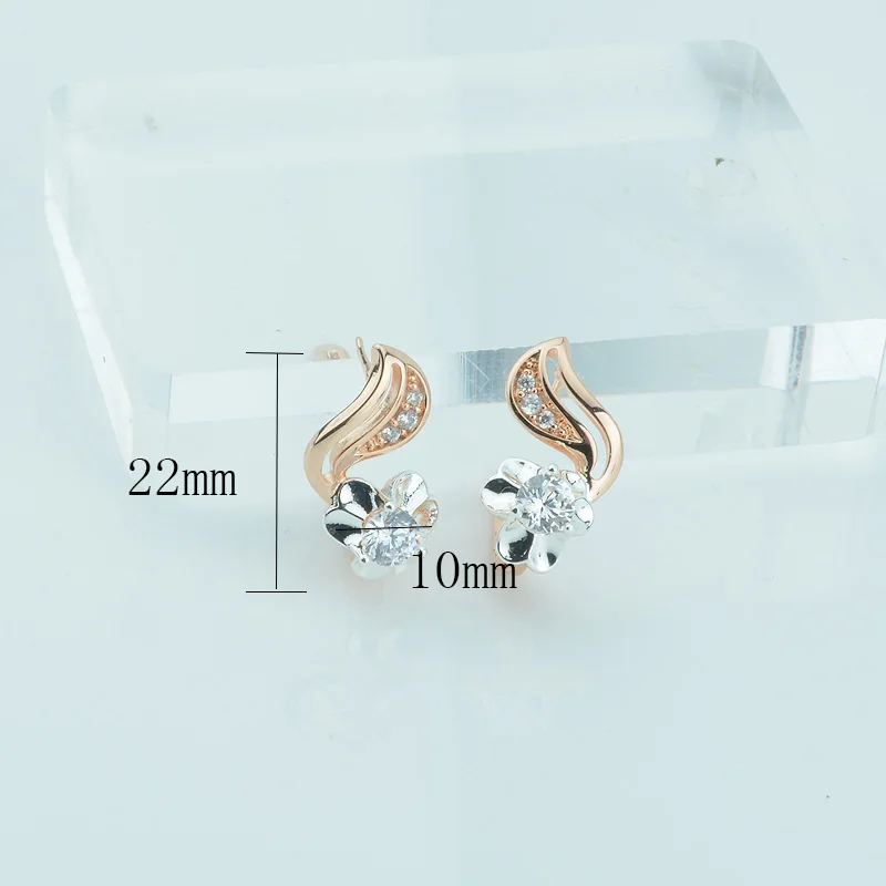Женские серьги с цветком из розового золота FJ 22mmX10mm 585 Серебристые подвески