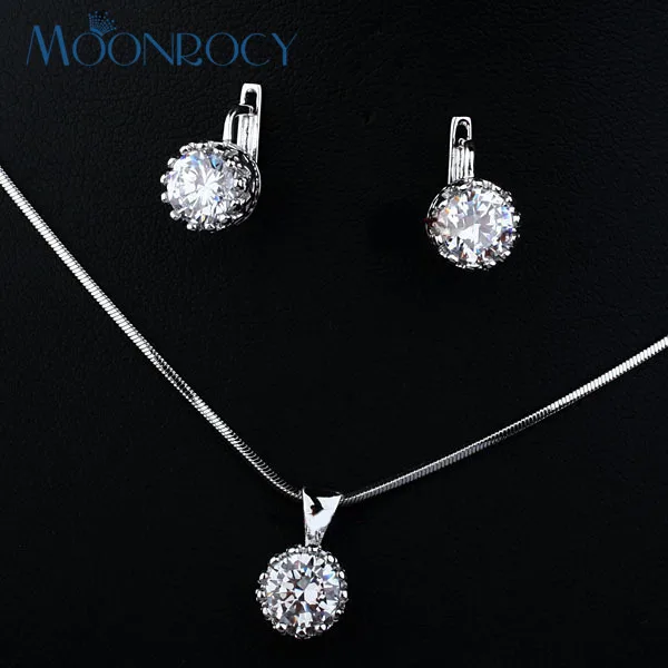 Ожерелье и серьги MOONROCY с кристаллами набор из розового золота цирконием