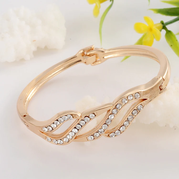 Смешанные стили золотые браслеты для женщин романтичные стразы искусственные и