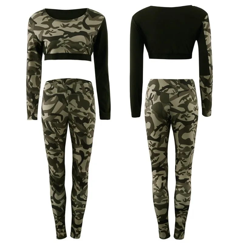 Новинка 2017 женские сексуальные спортивные костюмы камуфляжные тренировочные