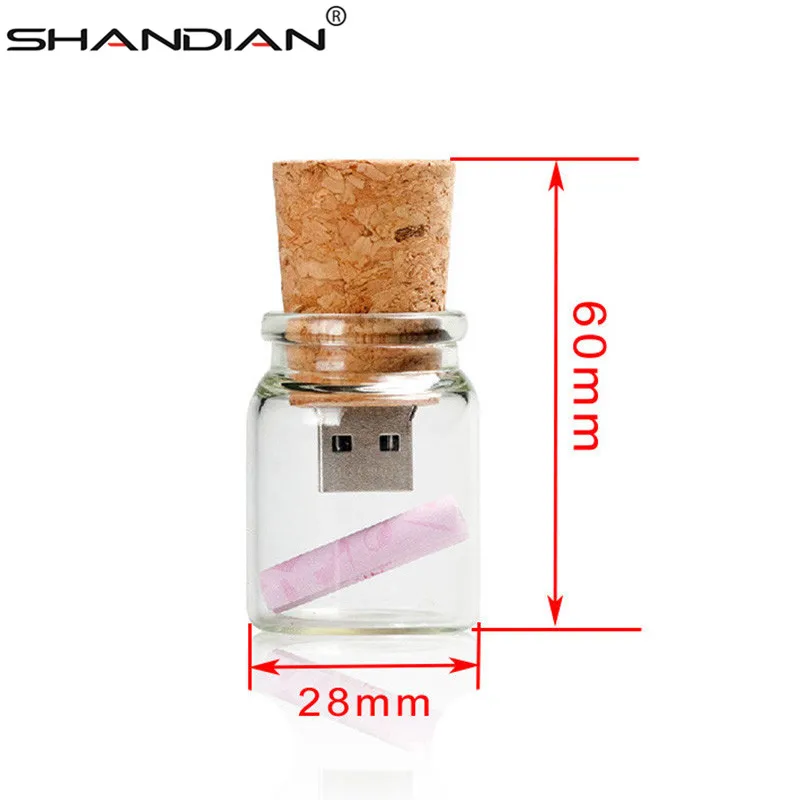 SHANDIAN, новая плавающая бутылка, флешка, 4 ГБ, 8 ГБ, 16 ГБ, 32 ГБ, 64 ГБ, стеклянные бутылки, usb флеш-накопитель, u-диск, карта памяти, свадебный подарок