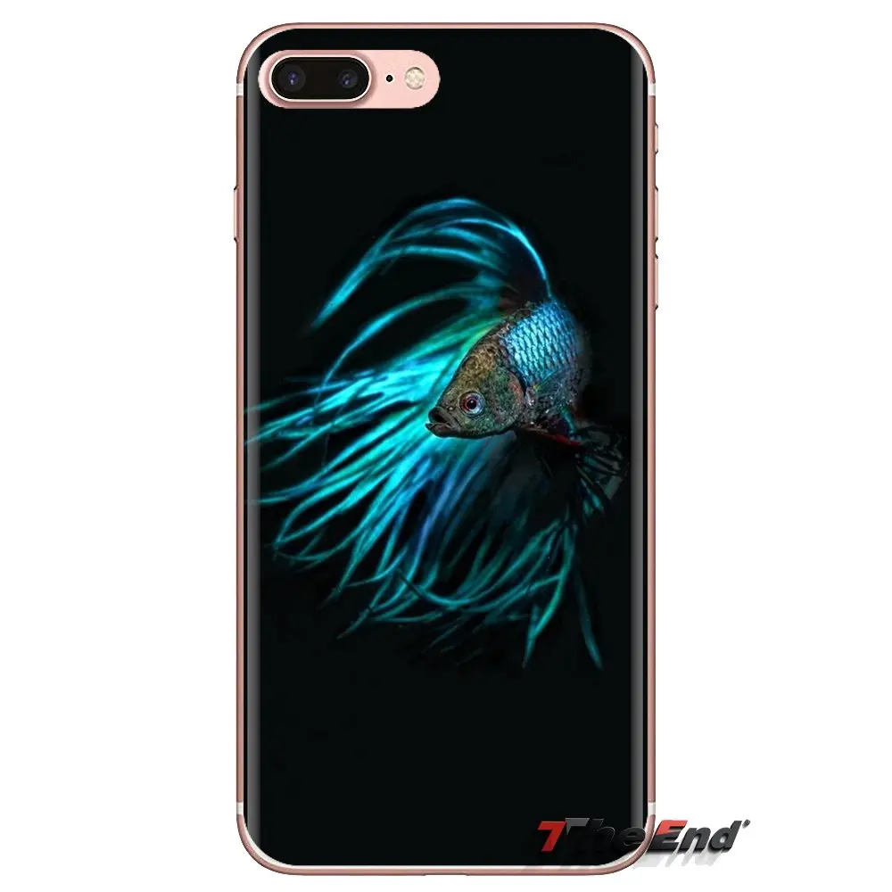 For iPod Touch Apple iPhone 4 4S 5 5S SE 5C 6 6S 7 8 X XR XS Plus MAX Phone Wallpaper with Blue Betta Fish 2 Silicone Skin Cover |