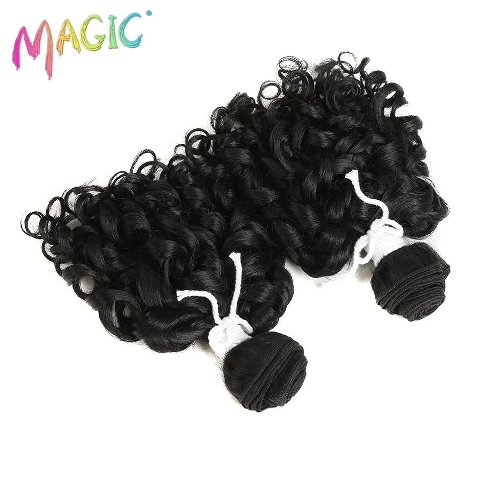 Magic 2"bundles/pack Women Ombre Hair Weaving Kinky Curly Hair Extensions Weft Heat Resistance Synthetic Hair Weave 14"inch
