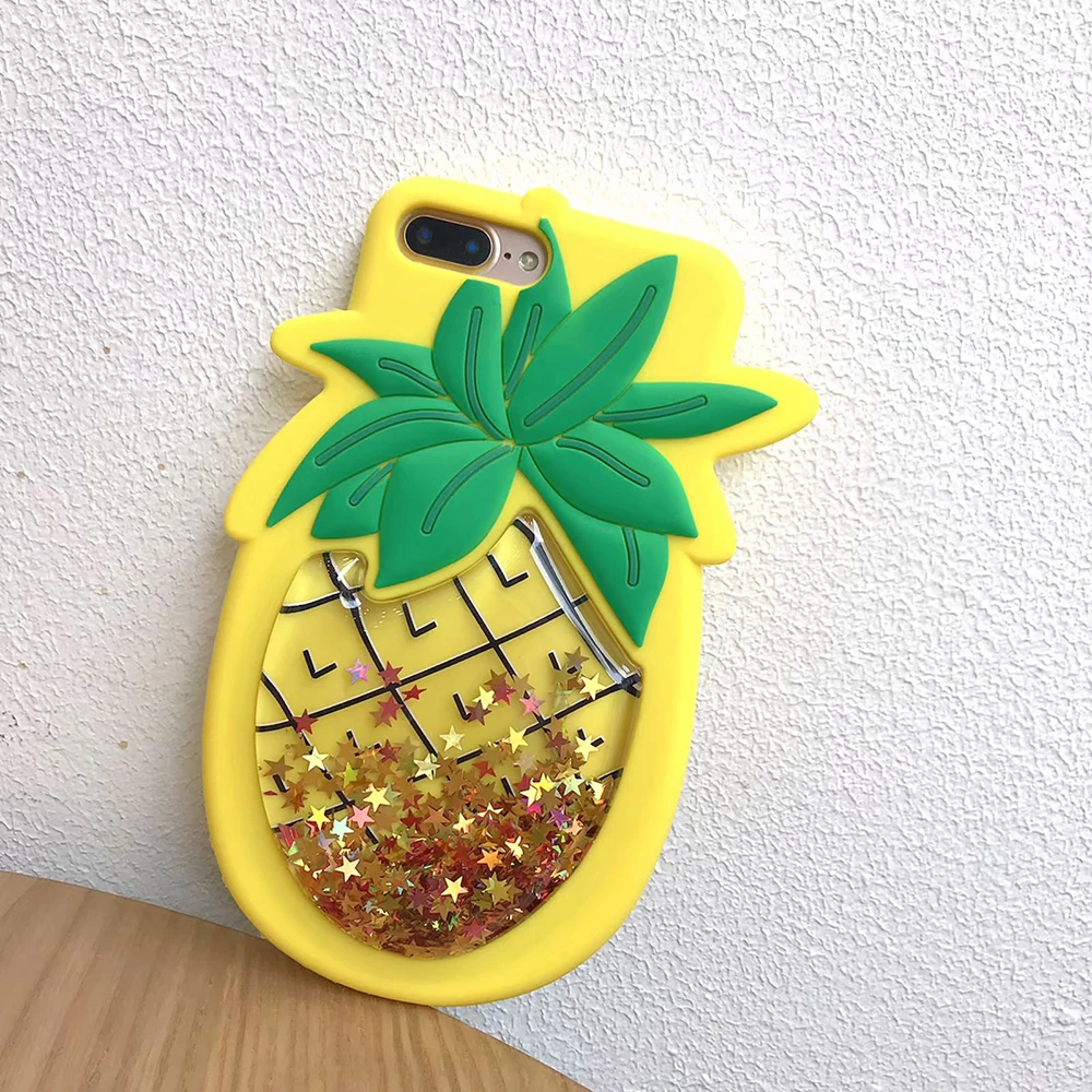 NYFundas Quicksand Pineapple Case for iPhone 8 Plus 7 plus 6 6s X XS Cute Silicone 3D Cover Shockproof Bling Glitter fundas |