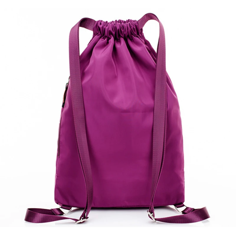 Фиолетовый женский рюкзак на шнурке повседневный легкий складной дорожный ранец