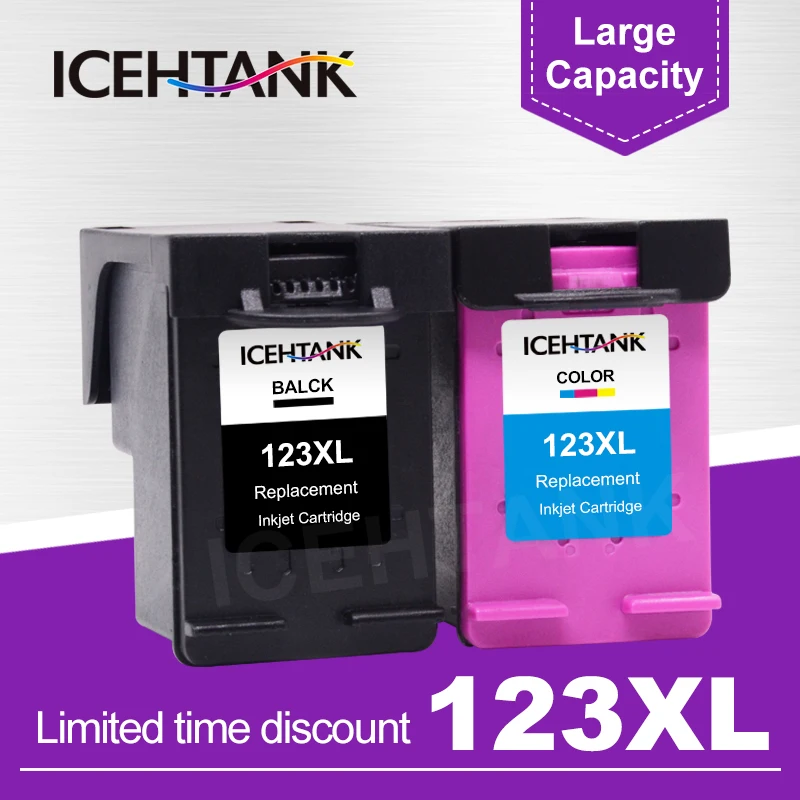 ICEHTANK Замена для HP 123 123XL Черный чернильный картридж с чернилами Deskjet 2130 1110 2133 2134 3630