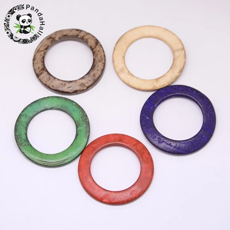 200pcs/lot 38x2~5mm Camel Dark Green Indigo Mixed Color Burly Wood Jewelry Findings Coconut Linking Rings for Earring Making