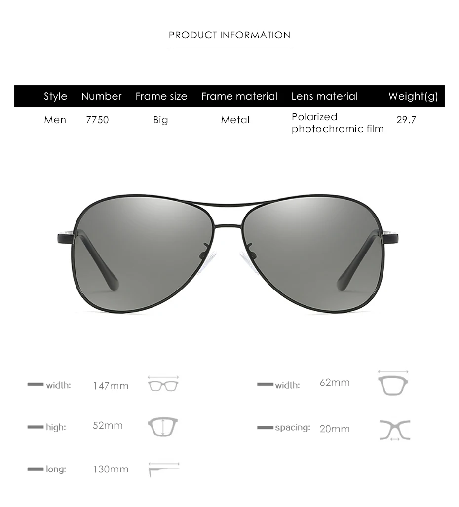 2018 Photochromic Sunglasses Men Polarized Chameleon Discoloration Sun glasses for men Shades Driving Eyewear Oculosde De Sol | Аксессуары