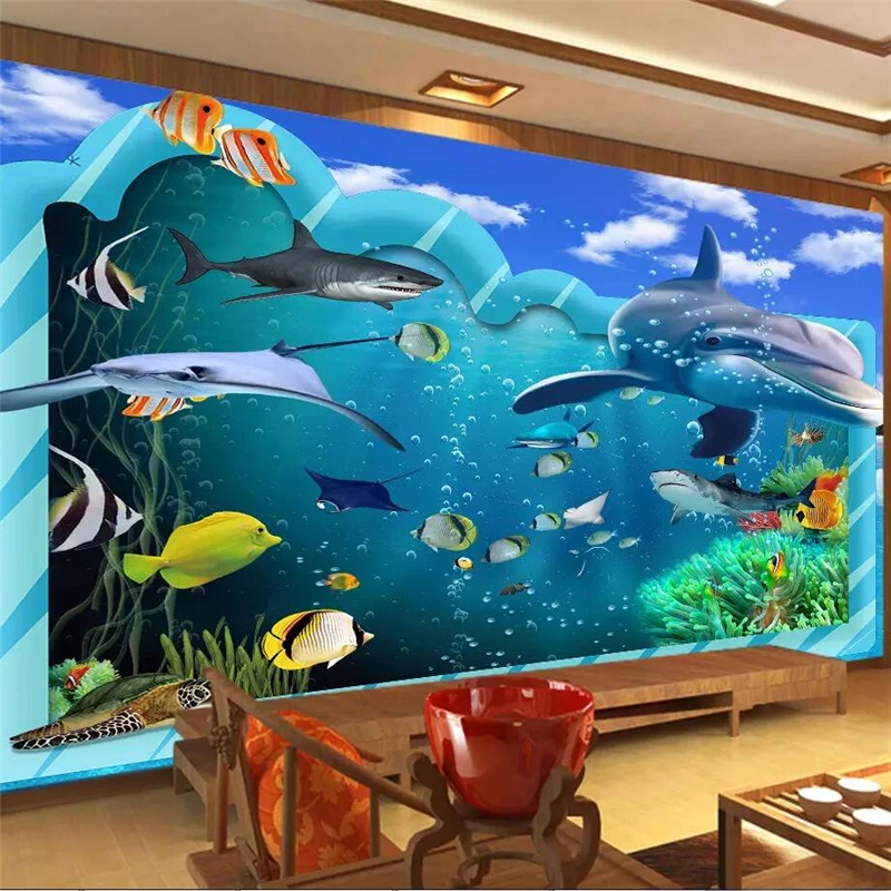 Wellyu пользовательские обои 3D HD океан красивый морской Дельфин Акула большое