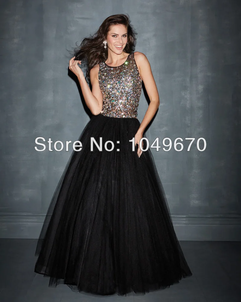 Trendy 2014 Spring Scoop Prom Dresses With Colorful Crystal Sheer Back Ball Gown Floor Length Masquerade Dress Party Girl N407 | Свадьбы и