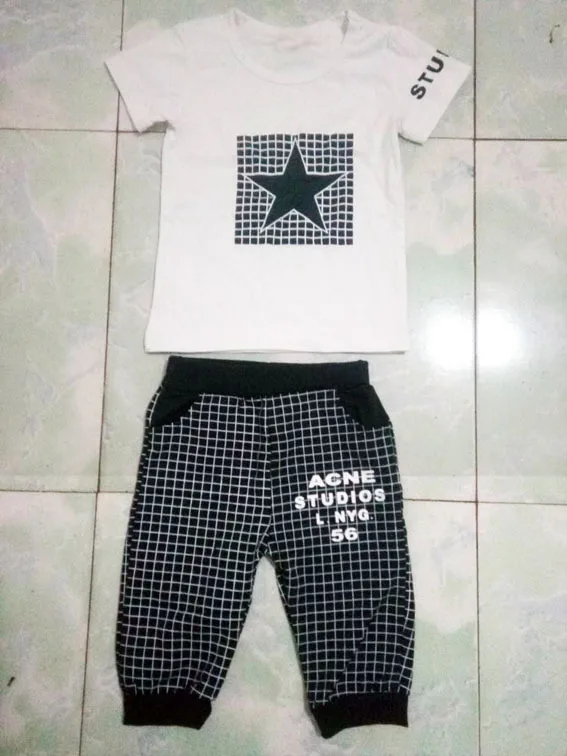 Chang sweet Baby boy clothes 2017 summer kids sets t-shirt+pants suit clothing set Star Printed newborn sport suits |