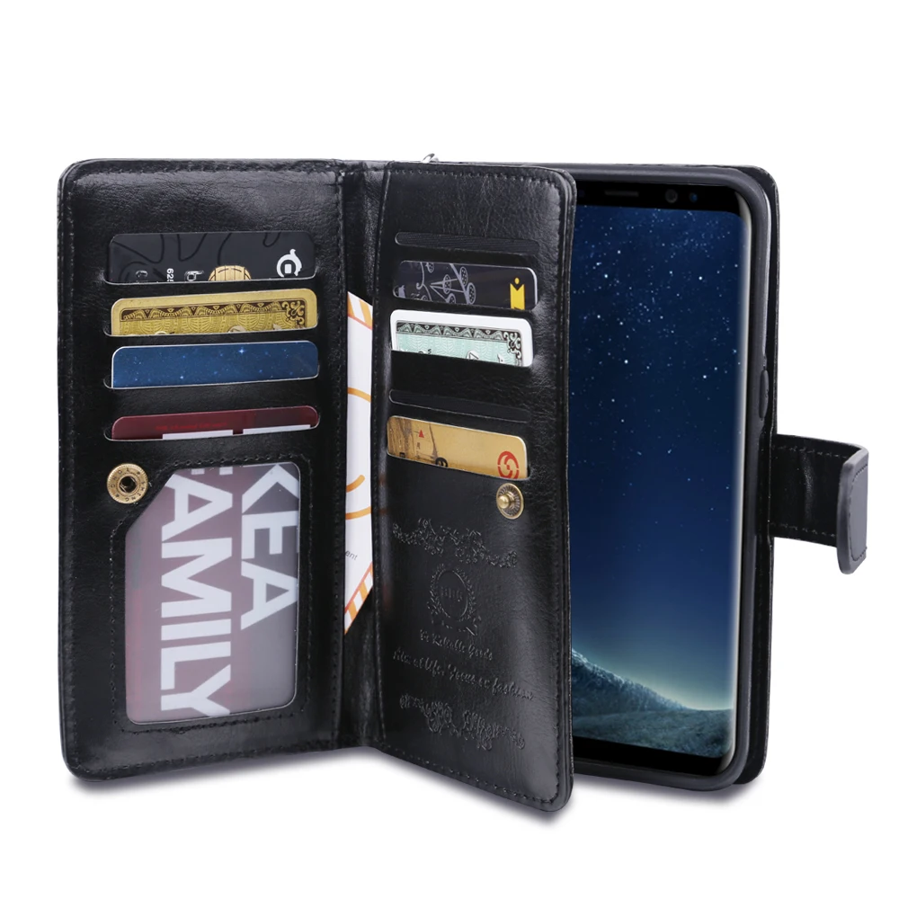 Для Samsung Galaxy S8 случае 9 карт отверстие кожаный чехол для плюс съемная Filp сумка