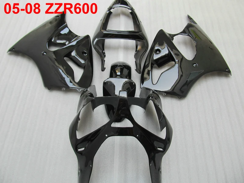 Комплект обтекателей под давлением для Kawasaki Ninja ZZR600 2005 2008 глянцевые черные
