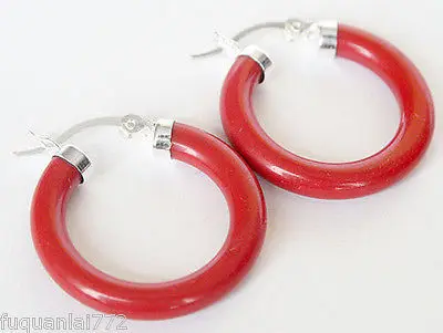SHIPPINGNew Очаровательная Бриллиантовая красная Коралловая Серьга ювелирные