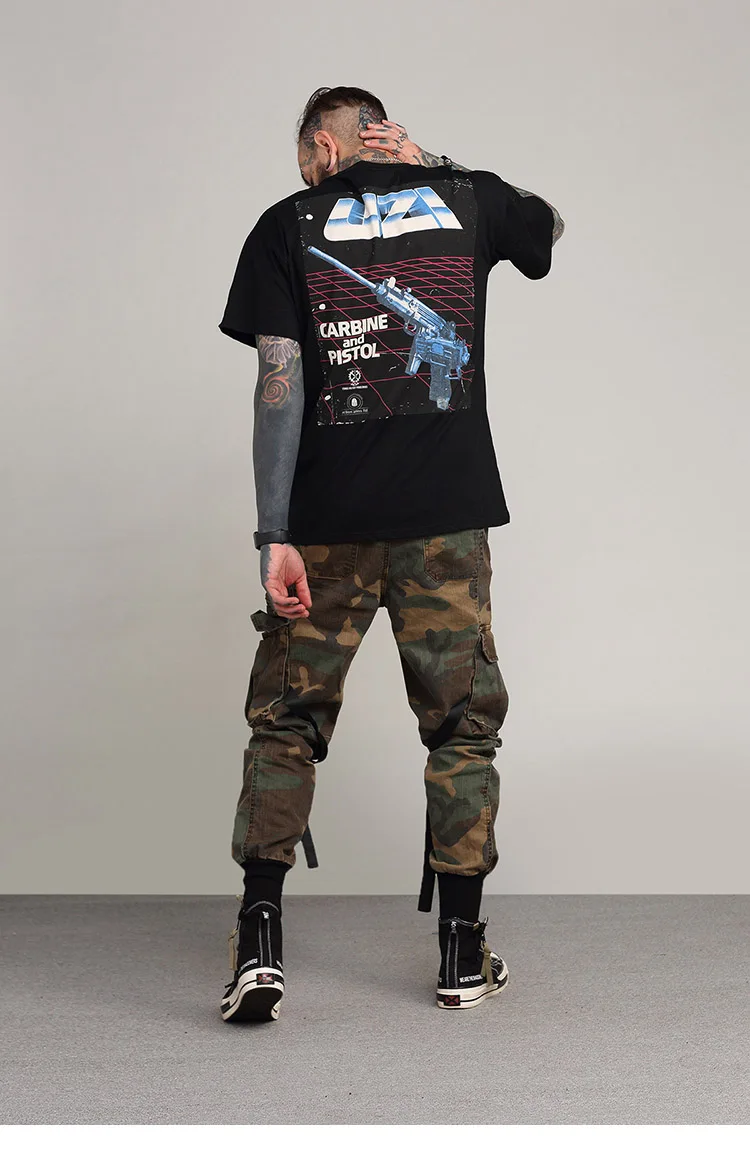 Подиумные брюки в стиле хип хоп с боковыми карманами винтажные камуфляжные карго