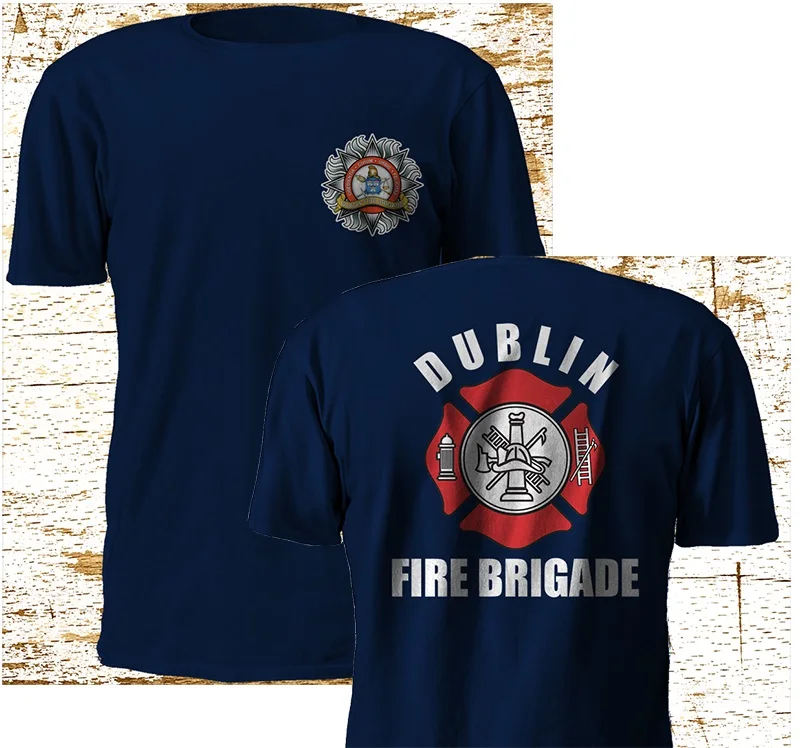 

Newest 2019 Men T-Shirt Fashion New Dublin Firefighter Fire Brigade Service Uniform Navy T SHirt S-3XL Print