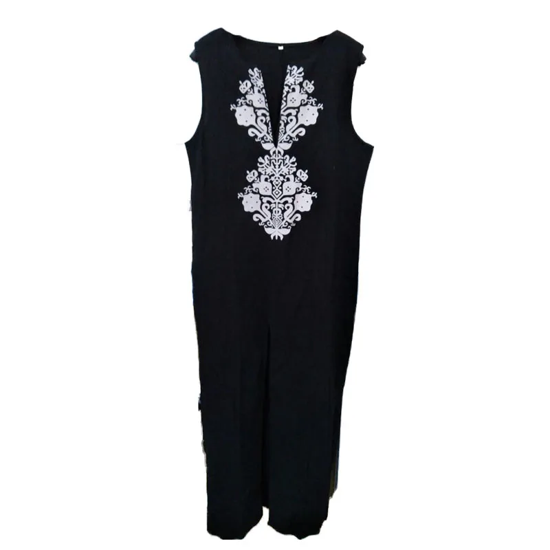 Женское платье без рукавов в стиле бохо длинное майка африканском с разрезом