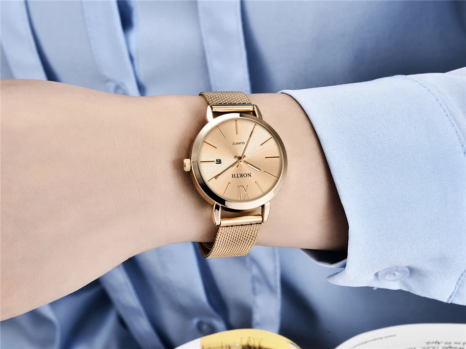 Reloj Mujer NORTH женские часы люксовый бренд кварцевые часы Женская мода платье Простые водонепроницаемые женские часы спортивные часы