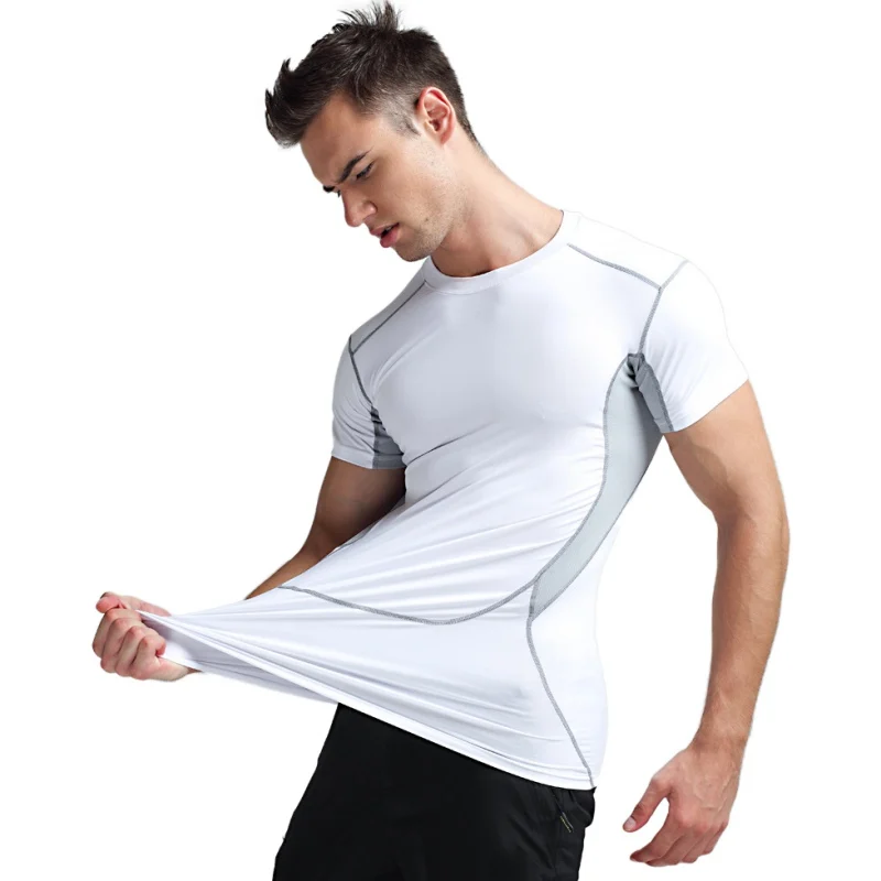 

Мужская спортивная футболка с коротким рукавом для бега, быстросохнущая футболка для баскетбола, фитнеса, тренировок, тренажерного зала, 2018