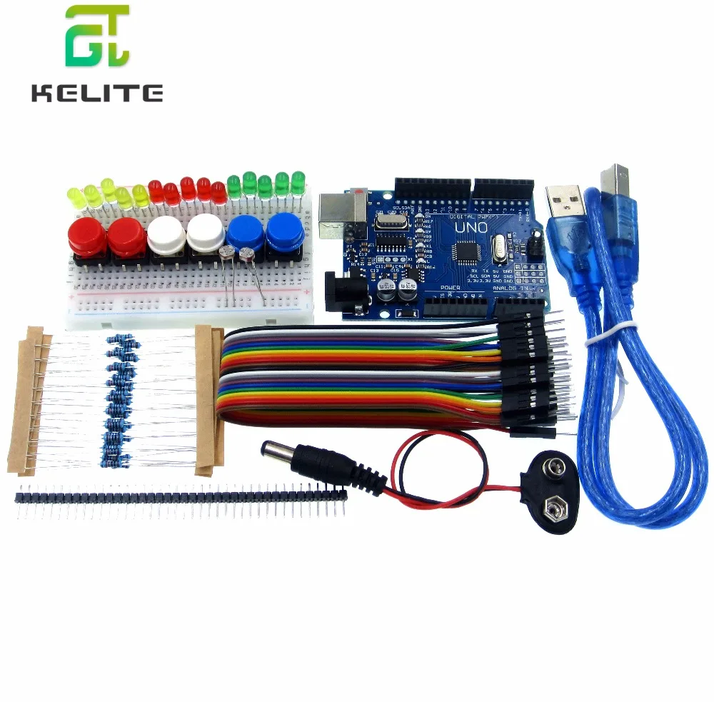 1set new Starter Kit UNO R3 mini Breadboard LED jumper wire button for compatile | Электронные компоненты и