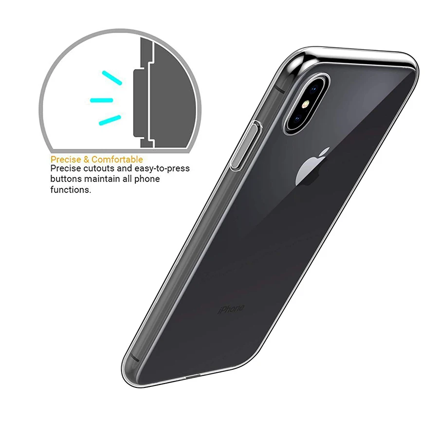 Мягкий чехол из ТПУ для iPhone XS Max прозрачные тонкие чехлы MAX XR X 7 PLUS 8 6S 6 5 5s SE 4