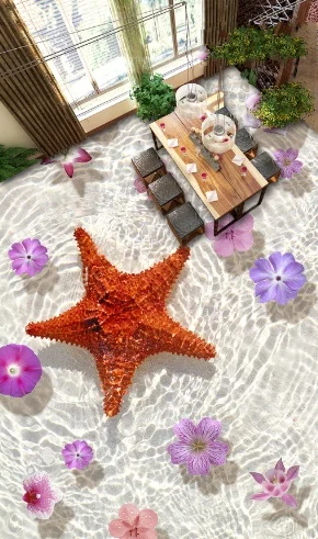 

[Self-Adhesive] 3D Purple Petal Starfish 8 Non-slip Waterproof Photo Self-Adhesive Floor Mural Sticker WallPaper Murals Print