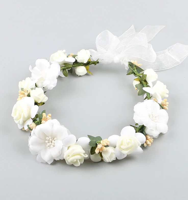 Для женщин свадебные Розы Цветочный венок ободок и запястья Свадебные Украшения