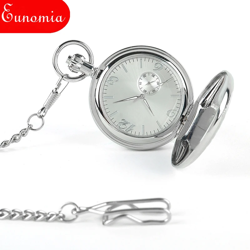 Серебряный Для мужчин механические карманные часы с брелок Цепочки и ожерелья