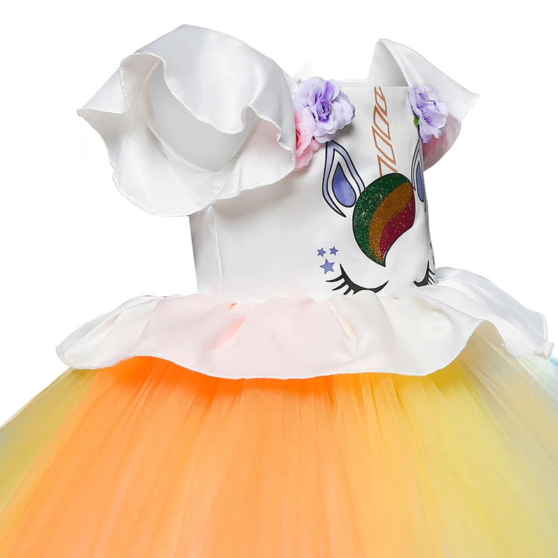 Костюм единорога детское Радужное платье-пачка одежда для детей маленьких