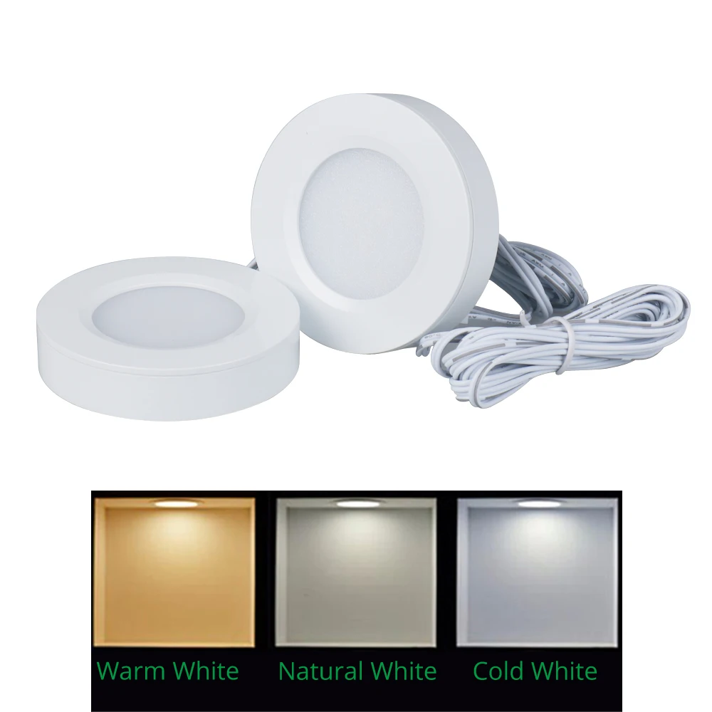 Under Cabinet Lights Closet Lamp 12V/DC 3W LED Cupboard Light Aluminum Round Shape Lamps For Kitchen Counter Lighting Bookshelf