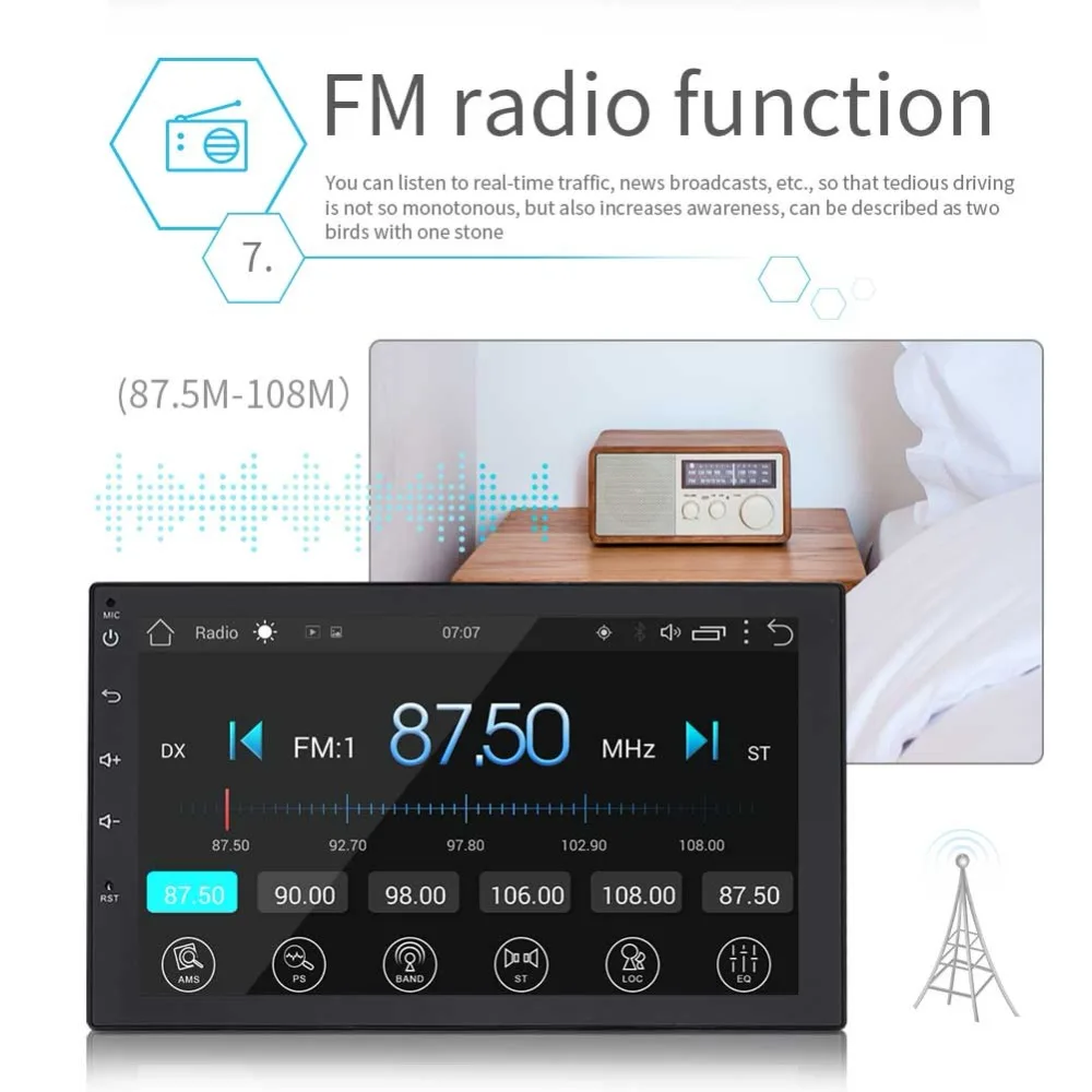 Podofo Android 2 din автомагнитола 7 &quotАвторадио мультимедийный плеер gps Bluetooth зеркальная