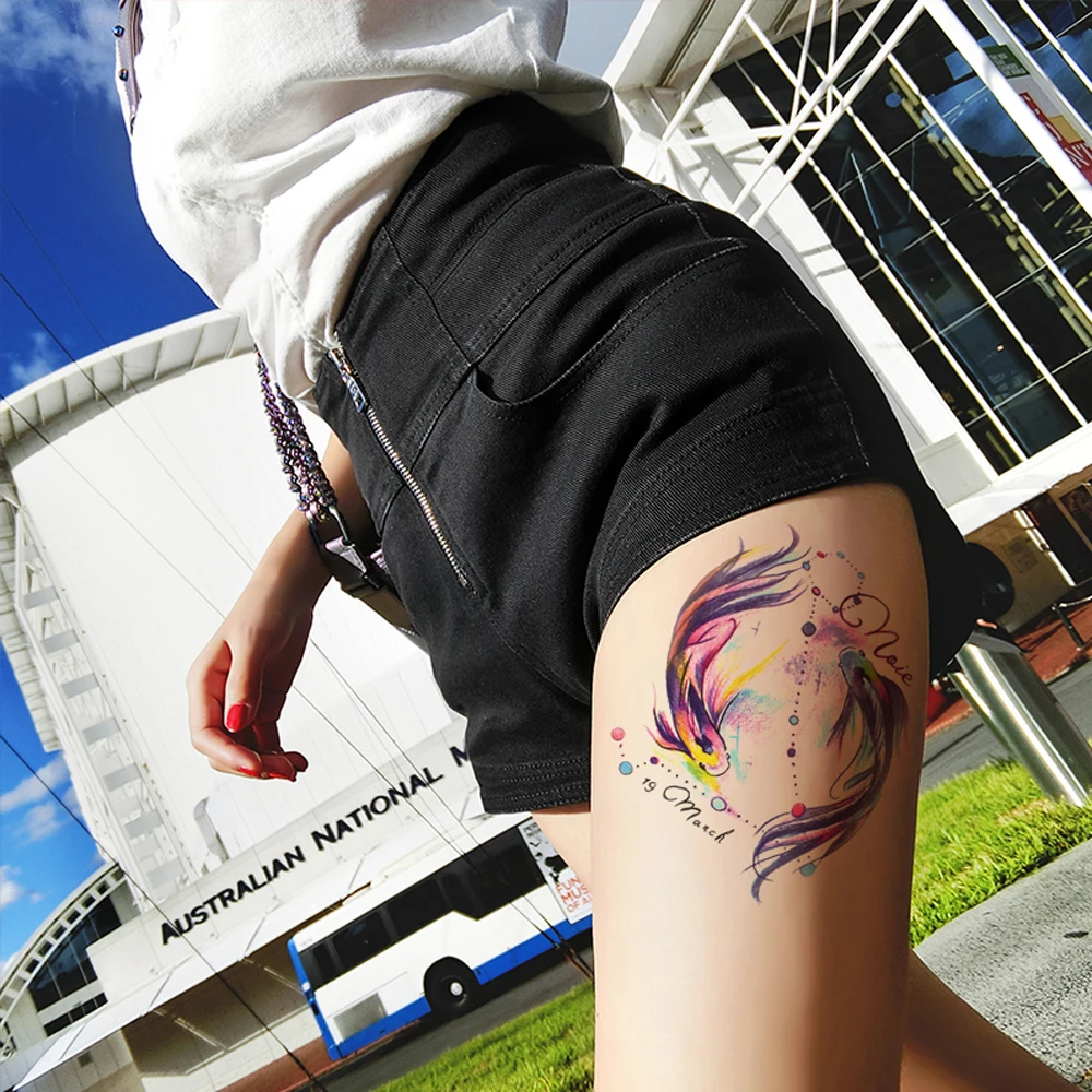 Glaryyears A Bit Big Arm Temporary Tattoo Sticker Colorful Fish Fake Tatoo Sleeve Flash Tatto Waterproof Body Art Women LC-766