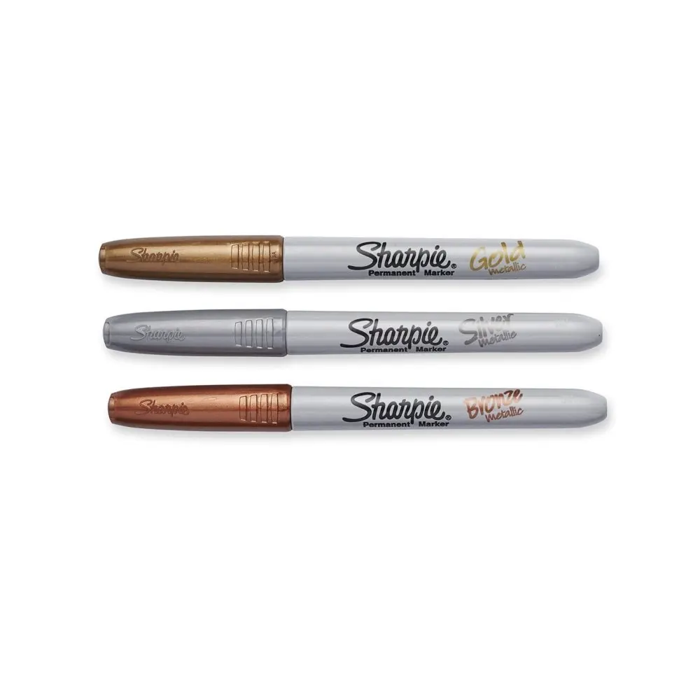 

Sharpie 1.0mm Silver Gold Bronze Fine Point Oil Metallic Permanent Markers Write On Light and Dark Surface Paper Metal Glass
