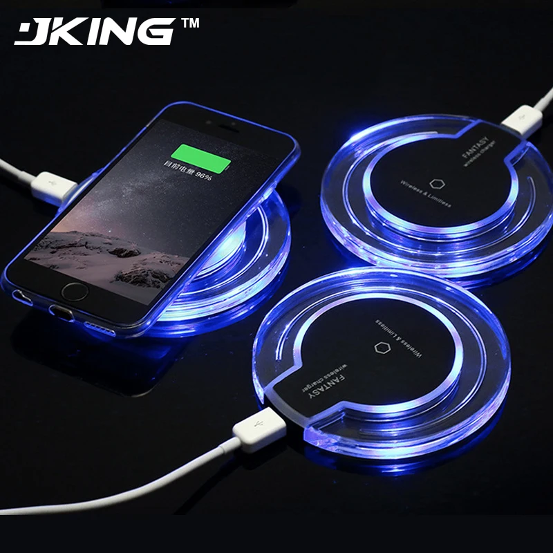 JKING 1Set Universal Portable Wireless Charging Pad LED Qi Charger with Receiver for Sumsung Note3 N9000 N9005 N900 | Мобильные