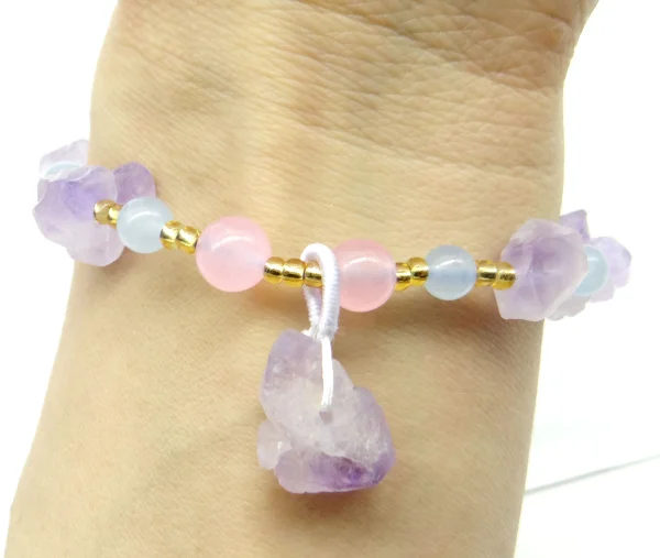 Wholesale Top Quality Natural Stone Raw Ore amethyst Jewelry Irregular Pendant Women Bracelets Making 1PC | Украшения и