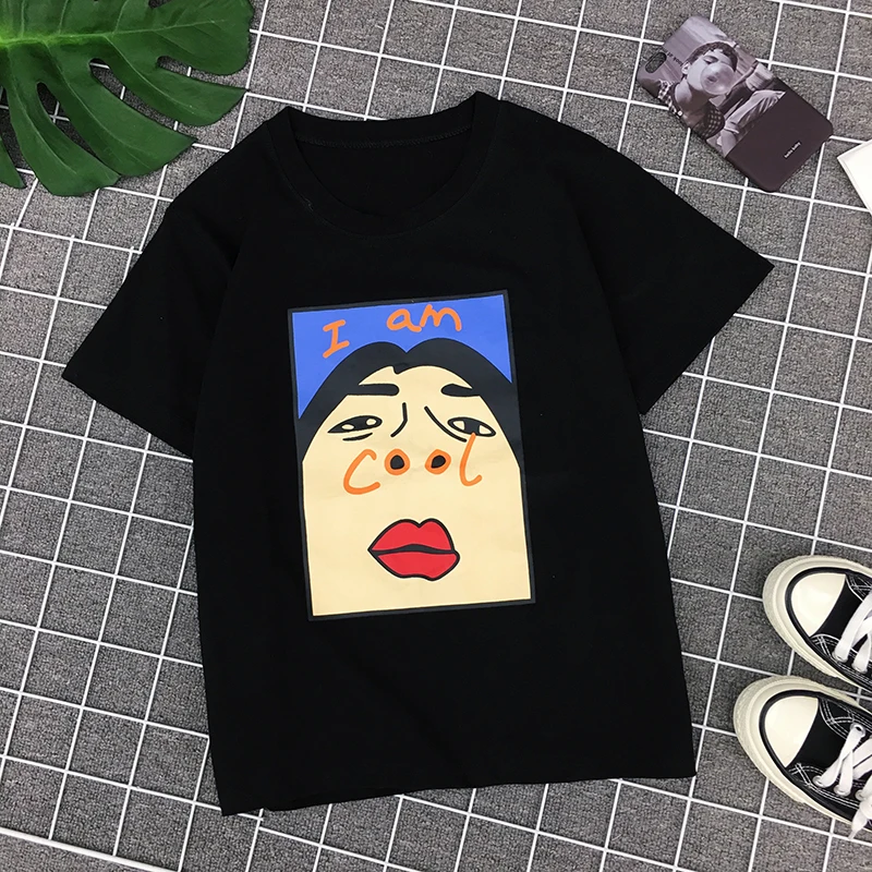 Harajuku I Am Cool белая хлопковая Футболка с забавным буквенным принтом Женская