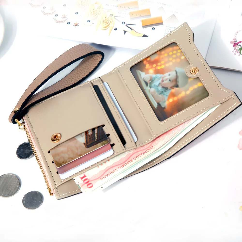 Маленький тонкий короткий кошелек женский кожаный cartera hombre billetera женские