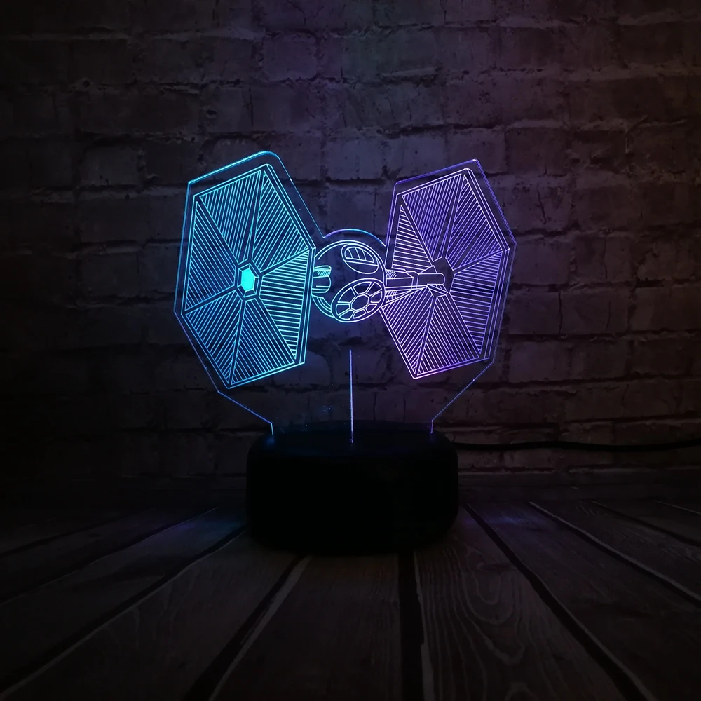 Новый 3D лампа с принтами на тему Звездных войн истребитель Tie смешанные Цвет