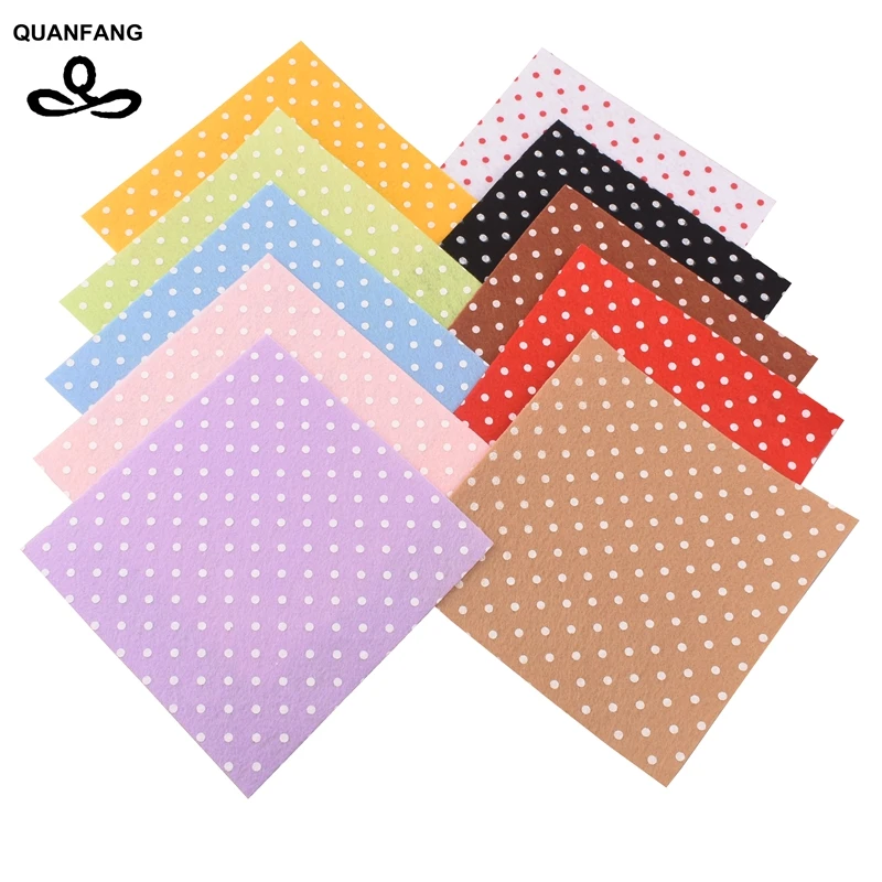 

Non Woven Fabric 1mm Thickness Polyester Felt Of Home Decoration Bundle For Sewing Dolls Crafts 10pcs Dot Pattern30x30cm