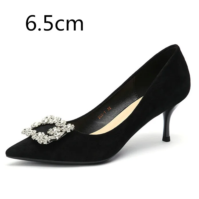 Black-6.5cm Свадебные босоножки для невесты; женская обувь на высоком каблуке; цвет шампанского; обувь для подружки невесты с кристаллами и стразами; атласная обувь с ремешком на щиколотке; обувь для подружки невесты - Цвет: Black-6.5cm